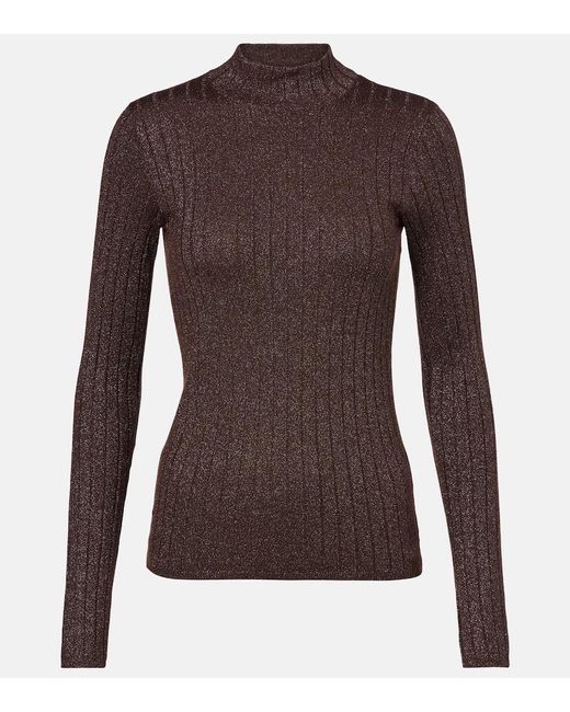 Brunello Cucinelli Brown Ribbed-Knit Cashmere And Silk-Blend Top