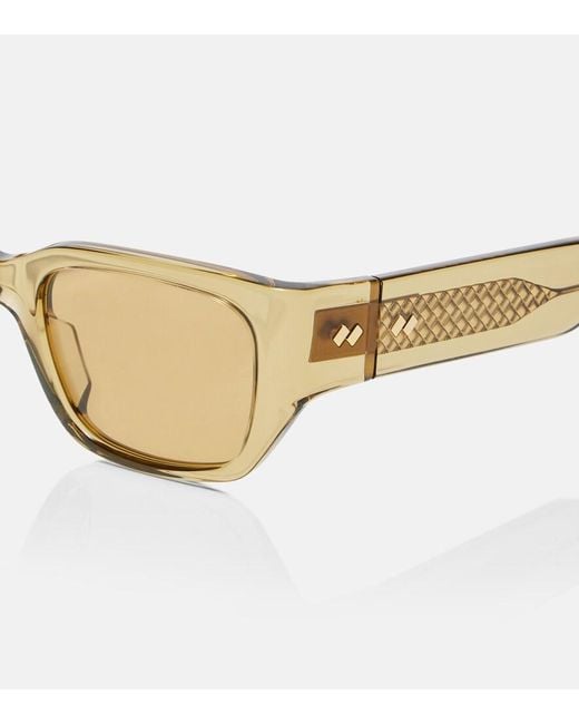Bottega Veneta Natural Intrecciato Rectangular Sunglasses