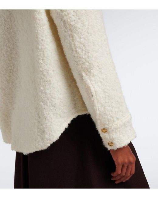 Moncler Natural Boucle Zip-Up Jacket