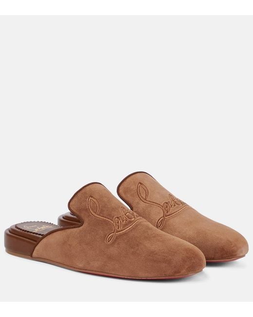 Christian Louboutin Brown Coolito Donna Suede Slippers