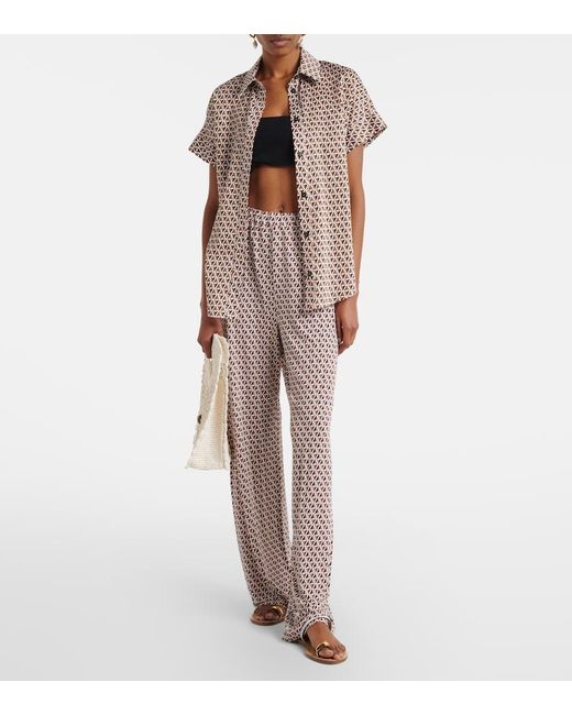 Max Mara Multicolor Abate Printed Wide-Leg Pants