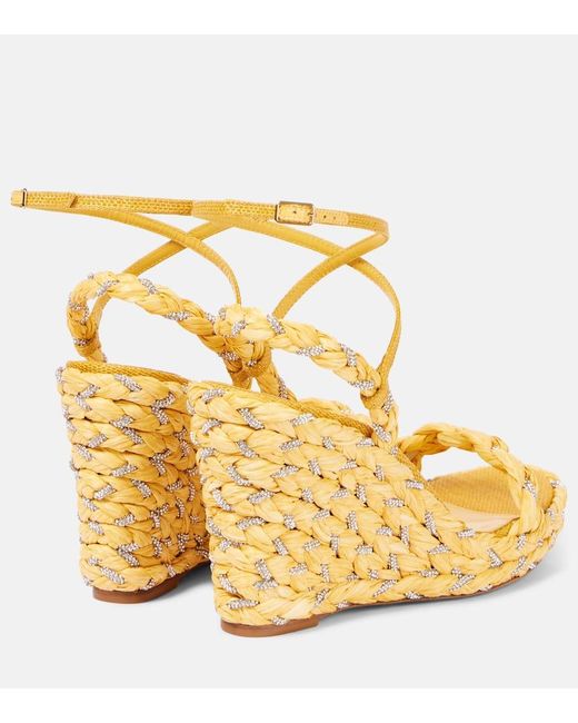 Sandales Compensees Costiera Crystal En Raphia Aquazzura en coloris Metallic