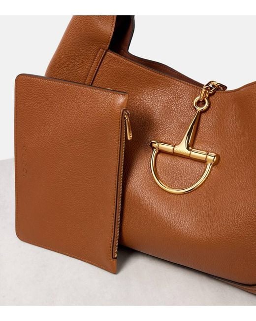Gucci Brown Softbit Large Leather Shoulder Bag