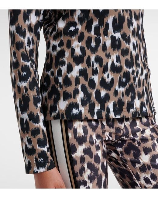 Fusalp Black Orion Leopard-Print Ski Top