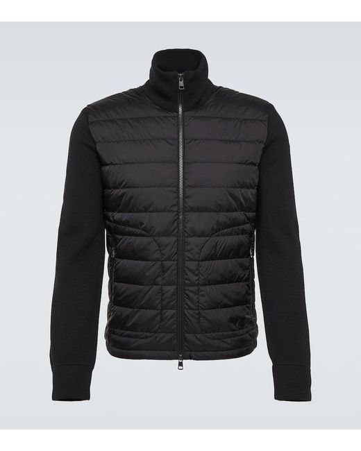 Moncler Black Maglia Wool-Blend Down Cardigan for men