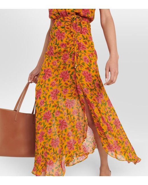 Veronica Beard Orange Dovima Silk Midi Dress