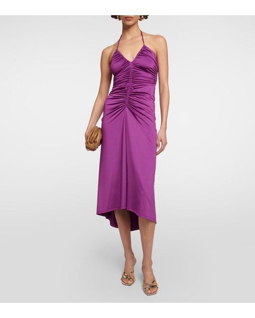 Veronica Beard Purple Saskia Ruched Midi Dress