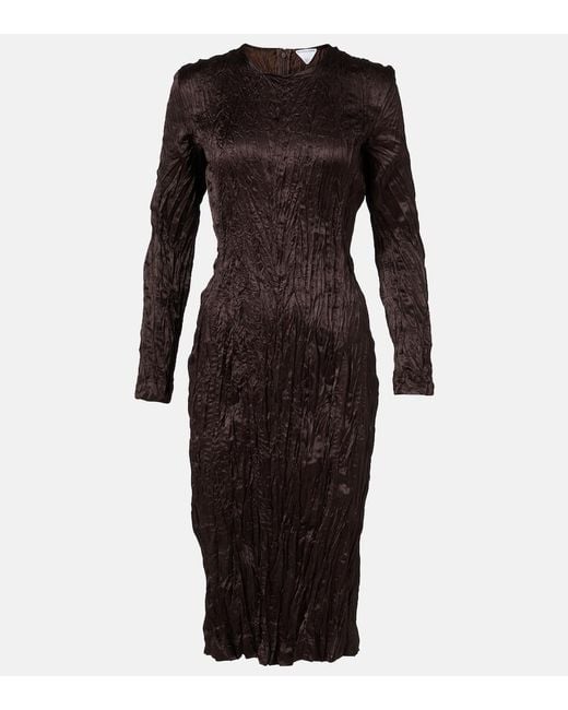 Bottega Veneta Black Satin Midi Dress