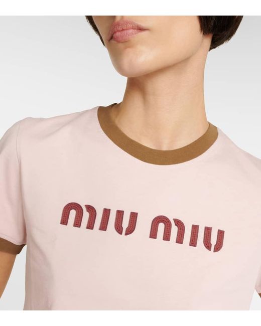 Miu Miu Pink Cropped-Top aus Baumwolle