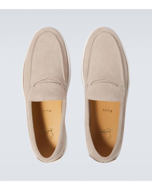 Christian Louboutin White Paqueboat Suede Boat Shoes for men