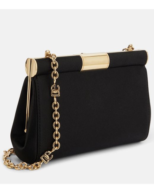 Dolce & Gabbana Black Marlene Small Satin Shoulder Bag