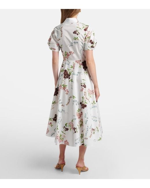 Erdem White Floral Cotton Poplin Shirt Dress
