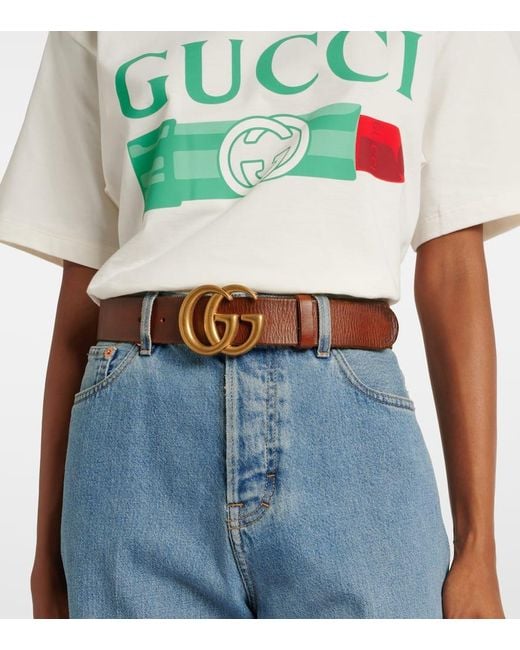 Gucci Brown Leather Double G Belt
