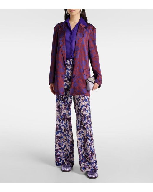 Dries Van Noten Blue Croc-Effect Leather Loafers