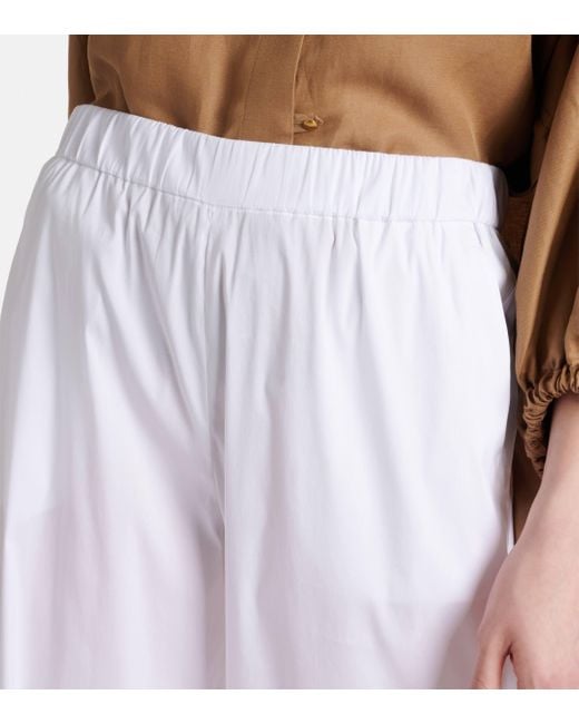 Max Mara White Esperia Cotton-blend Wide-leg Pants