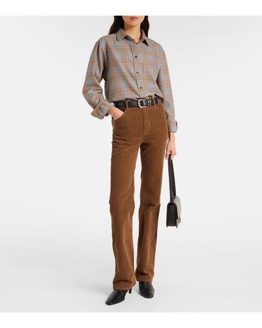 Nili Lotan Brown Joan High-Rise Cotton-Blend Corduroy Flared Pants