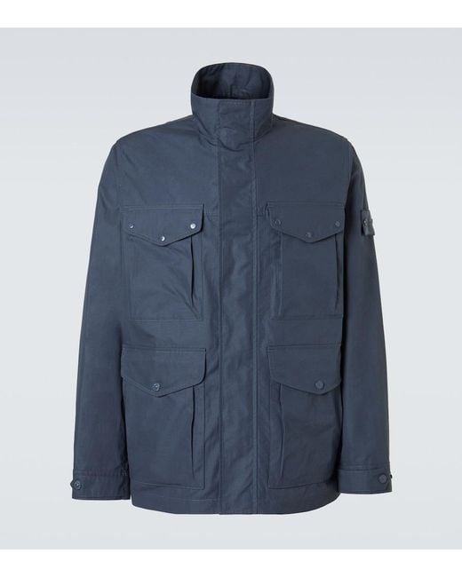 Stone Island Blue Compass Cotton Canvas Field Jacket for men