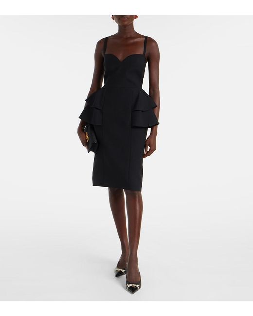 Valentino Black Crepe Couture Tiered Midi Dress