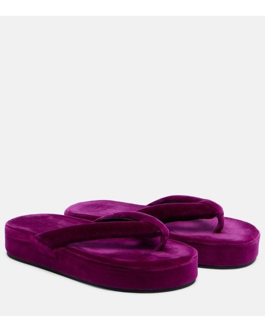 Balenciaga Purple Jet Lag Velvet Platform Thong Sandals