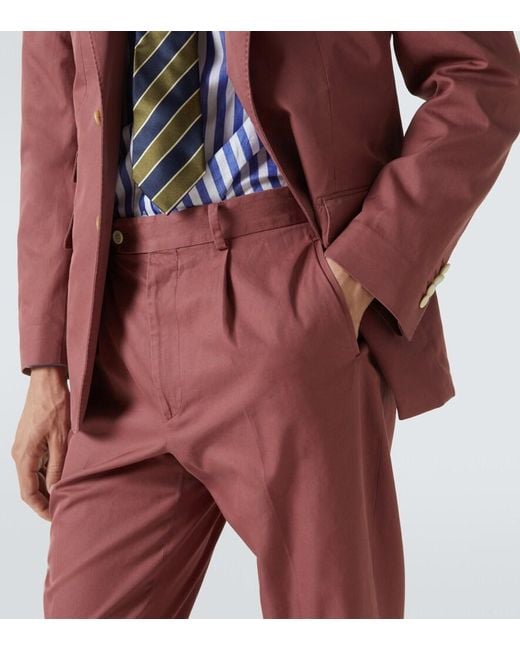 Dunhill Red Cotton Straight Pants for men