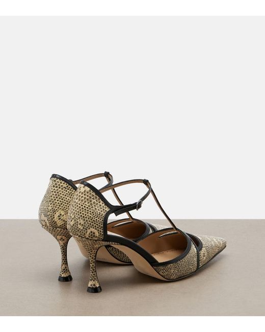 Manolo Blahnik Metallic Gish Lizard-Print Leather Pumps