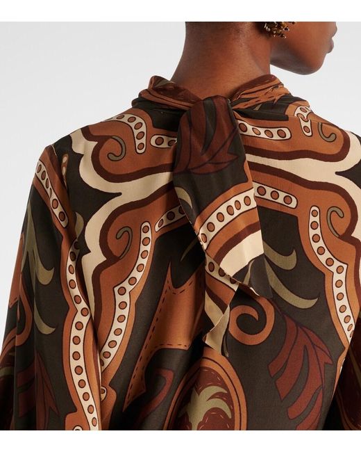 Johanna Ortiz Brown Printed Silk Blouse