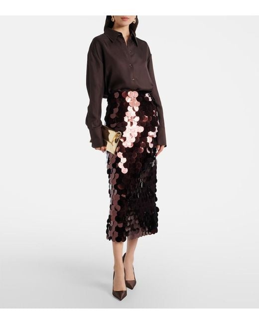 Roksanda Brown Sequined Midi Skirt