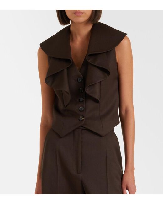 McQueen Black Ruffled Wool Vest