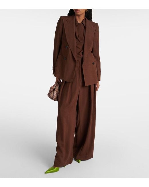 Dries Van Noten Brown Double-Breasted Blazer