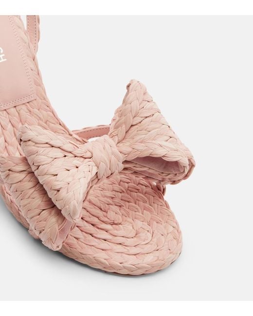 Mach & Mach Pink Cadeau Raffia-Effect Sandals
