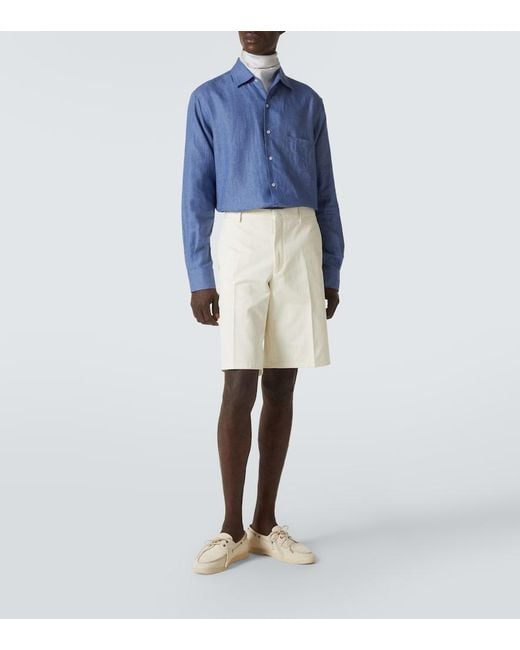 Loro Piana Blue Andre Linen Shirt for men