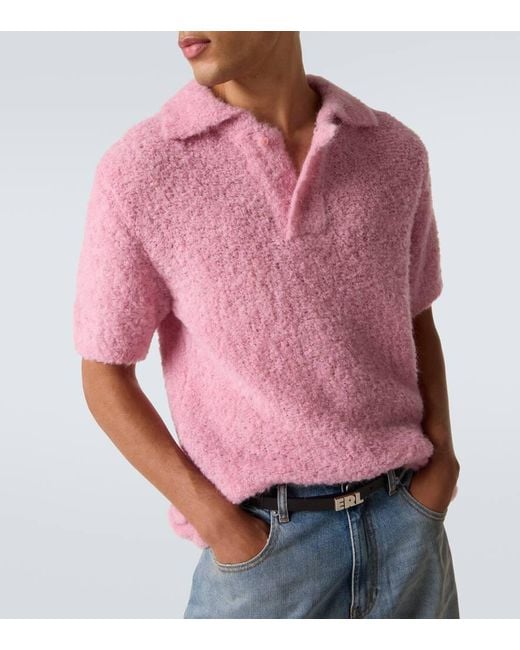 ERL Pink Alpaca-Blend Polo Sweater for men