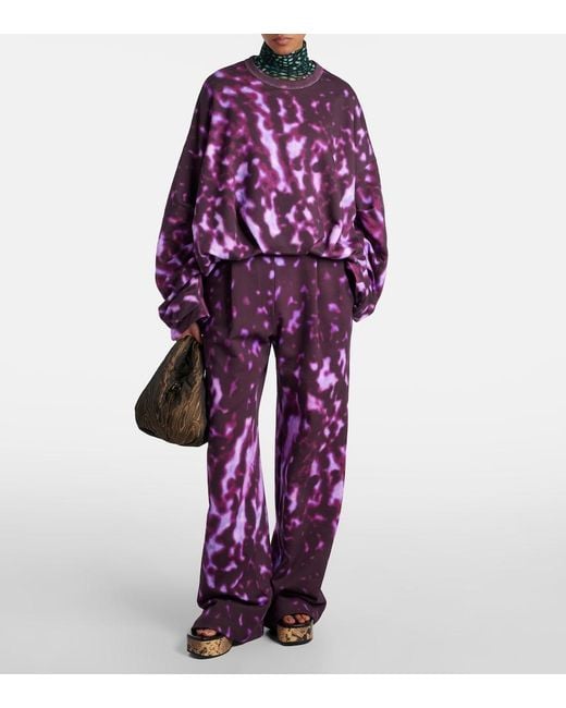 Sudadera De Algodon Estampada Drapeada Dries Van Noten de color Purple