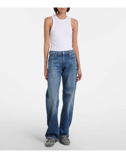 7 For All Mankind Blue Low Straight Jeans