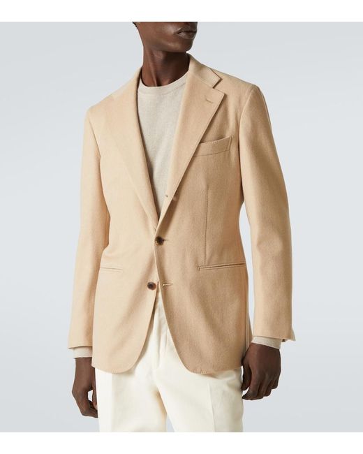 Saman Amel Natural Camel Hair Suit Jacket for men