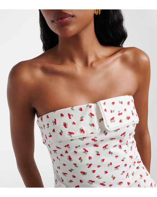 Posse White Ebony Printed Cotton-Blend Tube Top