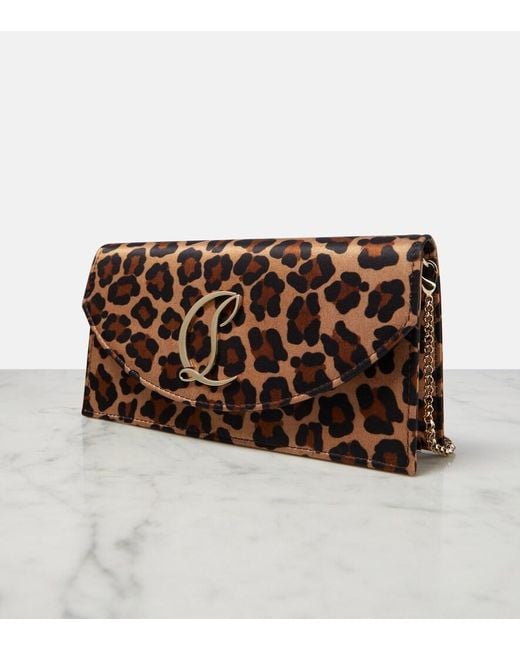 Christian Louboutin Brown Loubi54 Leopard-Print Satin Clutch