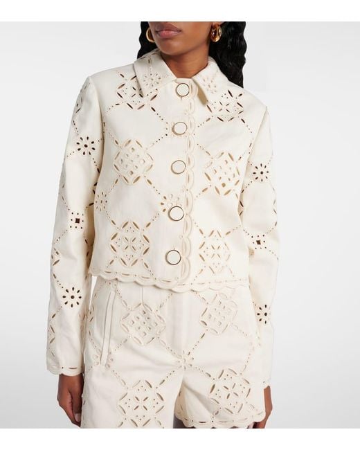 Veronica Beard Natural Cropped-Jacke Adelaide Aus Baumwolle