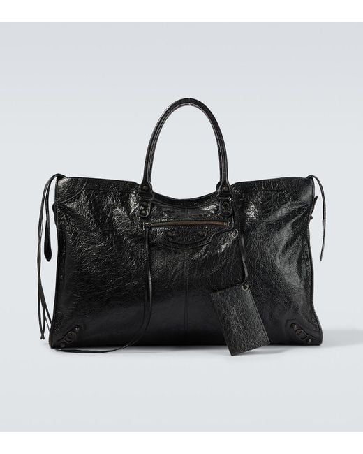 Balenciaga Black Le City Leather Duffel Bag for men