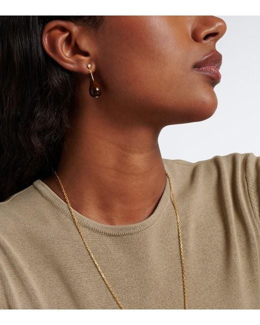 Totême White Tiger's Eye Swarovski-Embellished Drop Earrings
