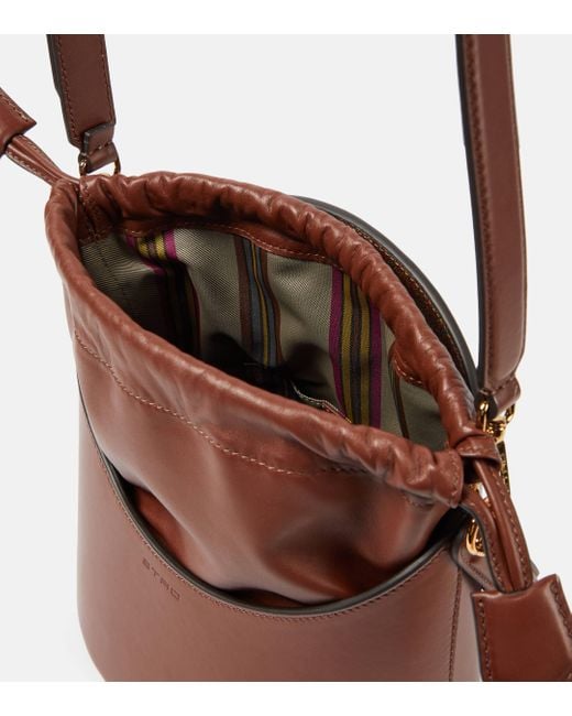 Etro Brown Saturno Medium Leather Bucket Bag
