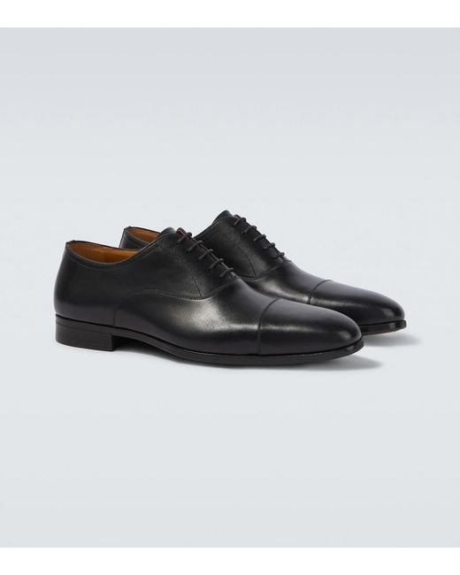 Magnanni Shoes Black Marcona Leather Oxford Shoes for men
