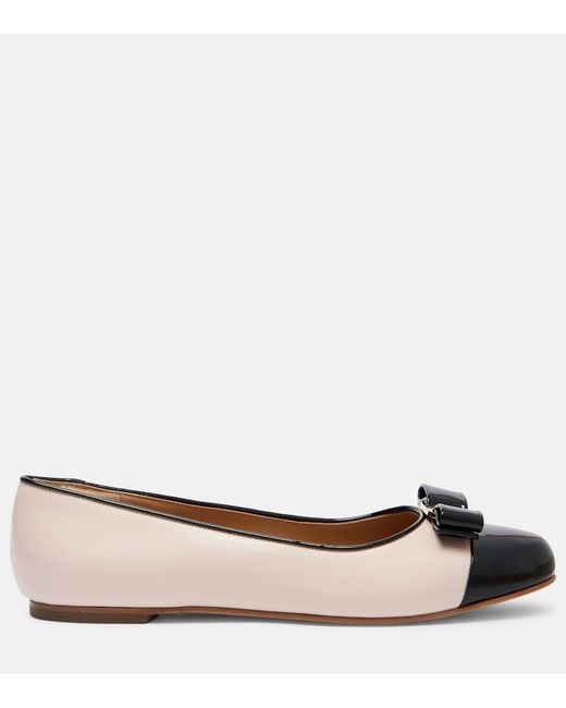Ferragamo White Varina Leather Ballet Flat