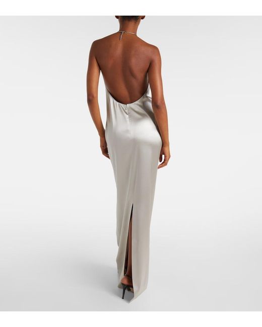Ralph Lauren White Corra Halterneck Satin Gown