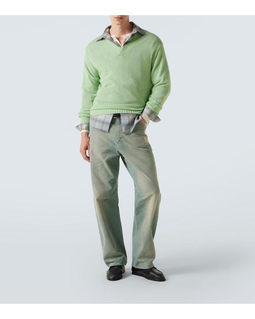 Auralee Gray Checked Wool Shirt for men