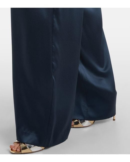 The Sei Blue High-Rise Silk Wide-Leg Pants
