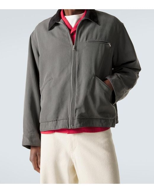 A.PRESSE Gray Vintage Cotton And Silk Twill Jacket for men