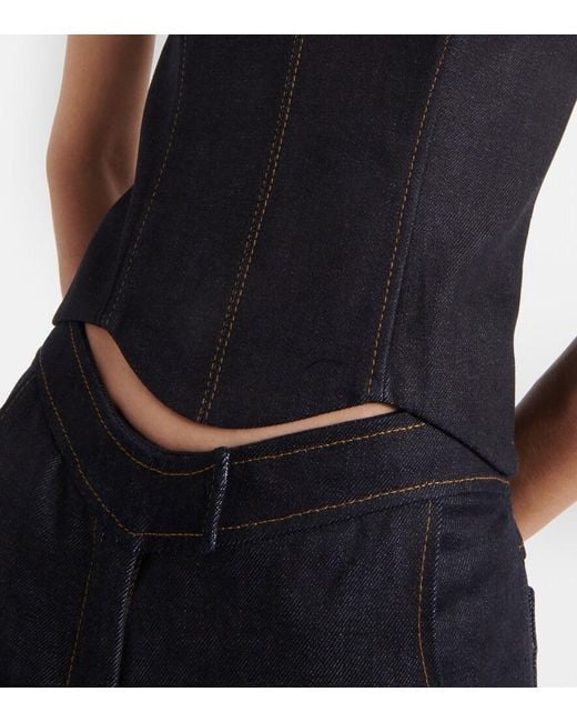 AYA MUSE Blue Hyn Denim Bustier Top