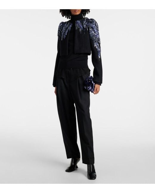 Dries Van Noten Black Wool Turtleneck Sweater