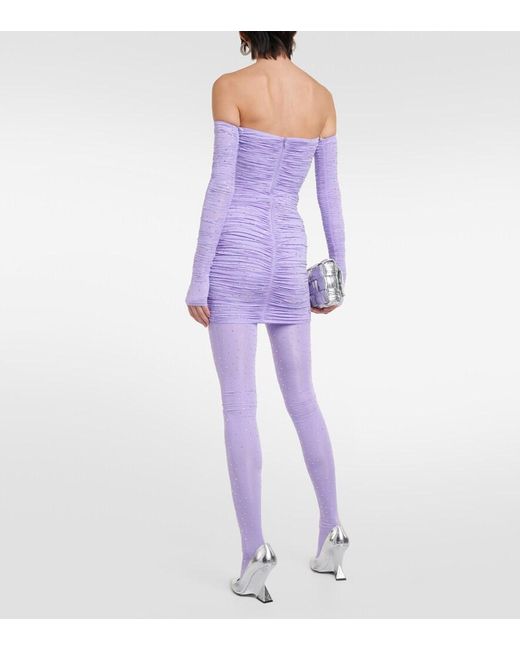Alex Perry Purple Verziertes Minikleid Aus Jersey